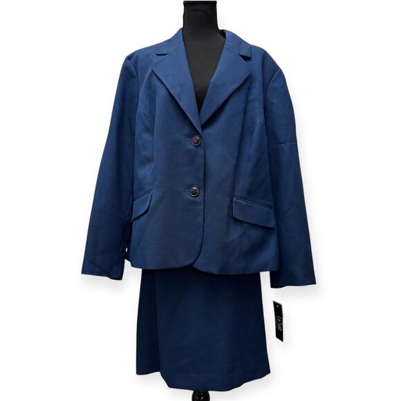 NWT Le Suit 2 PC Women's Skirt Suit Blue Indigo Plus Size 20W - Picture 4 of 11